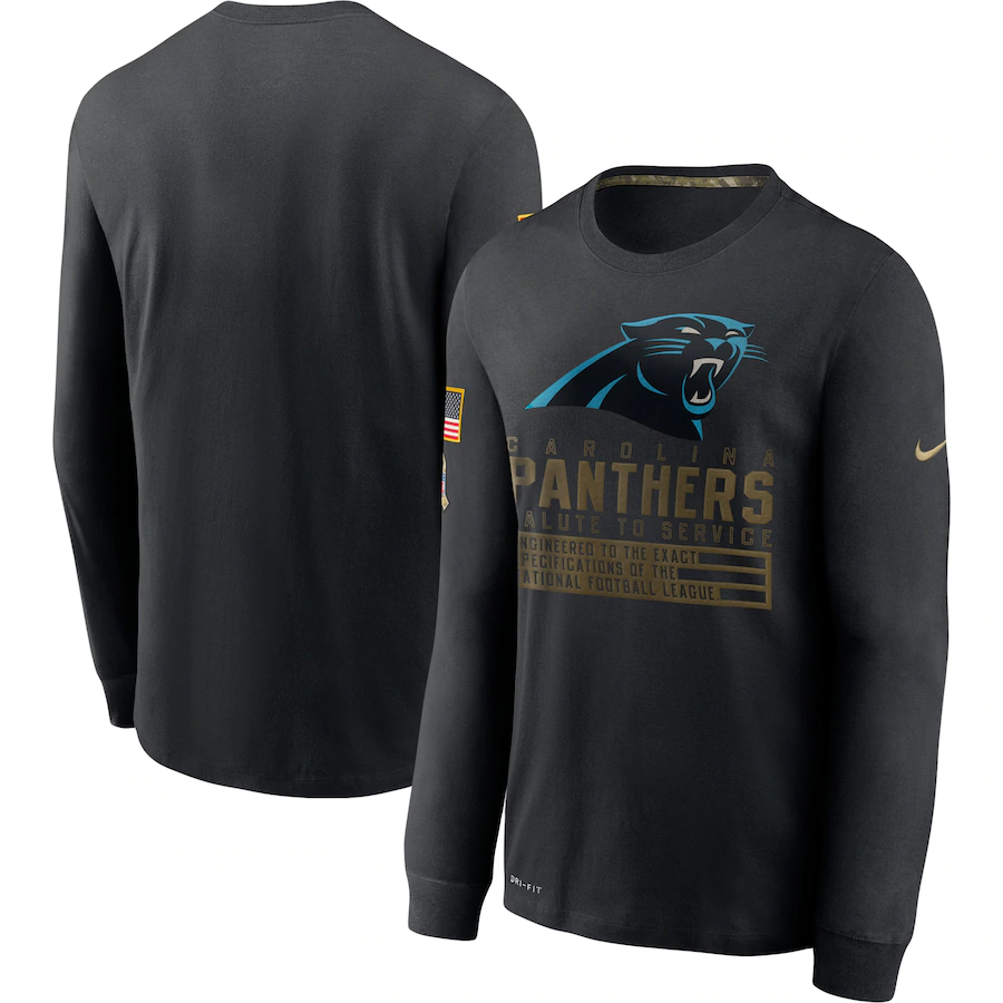 Men NFL Carolina Panthers T Shirt Nike Olive Salute To Service Green